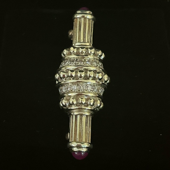 Vintage 14kt yellow gold diamond and ruby pin - Picture 4 of 10